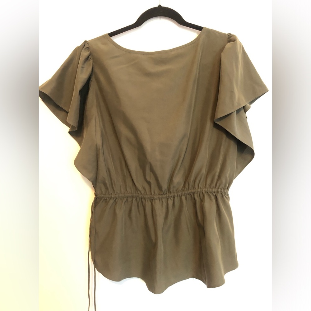 Express Olive Green Flutter Sleeve Tunic - Picture 2 of 4
